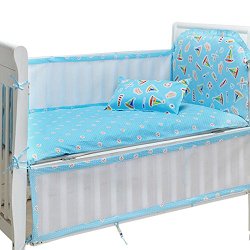 Set of 4 Nursery Baby bassinet/Crib Bedding Bumper Crashproof Cushion Sail Boat
