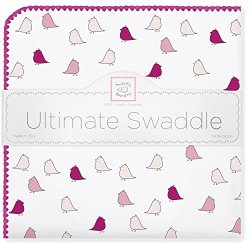 SwaddleDesigns Ultimate Receiving Blanket, Jewel Tone Little Chickies, Very Berry