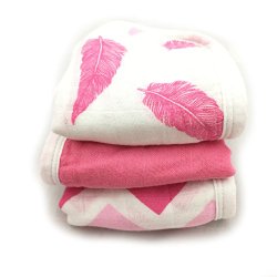 Washcloths – 3 Pack – Cozy Baby Washcloths – Pink – Muslin Bamboo Washcloths