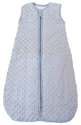 Baby sleeping bag “Minky Dot” blue, quilted and double layered, 2.5 Togs (Large (22 mos – 3T))