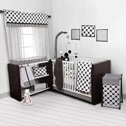 Bacati – Dots/pin Stripes Black/white 10 Pc Crib Set Including Bumper Pad