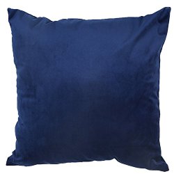 Deconovo Faux Velvet Super Soft Pillowcase Cushion Cover Home Decorative With Invisible Zipper For Bed 18 x 18-Inch, Dark Blue