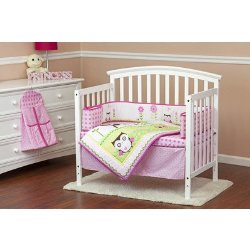Dream On Me Baby Owl 5 Piece Reversible Portable Crib Bedding Set