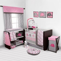 Elephants Pink/Grey 10 pc crib set including Bumper Pad