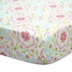 Gia Multi-Colored Damask Cotton Baby Girl Crib Fitted Sheet