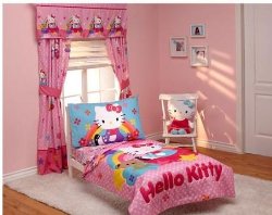 Hello Kitty Stars and Rainbows 4-piece Toddler Bedding Set