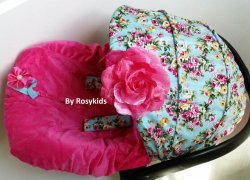 Infant Carseat Canopy Cover 3 Pc Whole Caboodle Baby Car Seat Cover Kit Floral Print C010100