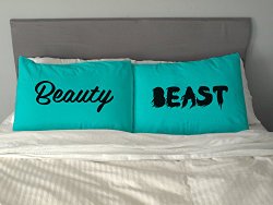 NEW Beauty Beast Super Soft Couple Pillowcases Funny Gift for His and Hers Him or Her Ocean