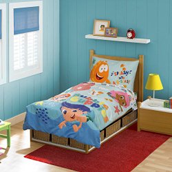 Nickelodeon Bubble Guppies 4 Piece Toddler Bedding Set, Aqua
