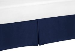 Solid Navy Blue Toddler Bed Skirt for Plaid Collection Kids Boys Bedding Sets