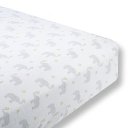 SwaddleDesigns Cotton Flannel Fitted Crib Sheet, Elephant & Chickies, Pastel Yellow