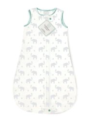 SwaddleDesigns zzZipMe Sack with 2-Way Zipper, Cotton Flannel Wearable Blanket, Elephant & Chickies – SeaCrystal 12-18 Months