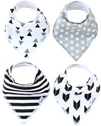 Baby Bandana Drool Bibs Shade 4 Pack of Unisex Absorbent Cotton Modern Baby Gift Set for Boys and Girls By Copper Pearl