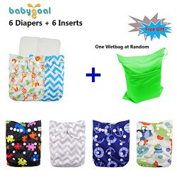 Babygoal Baby Reuseable Washable Pocket Cloth Diaper 6pcs+ 6 Inserts 6fb15