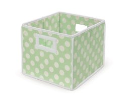 Badger Basket Folding Nursery Basket/Storage Cube, Sage Dot