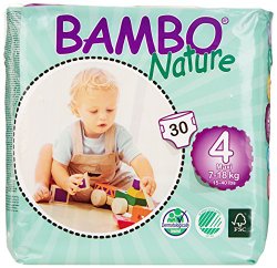 Bambo Nature Premium Baby Diapers, Maxi, Size 4, 30 Count (Pack of 6)