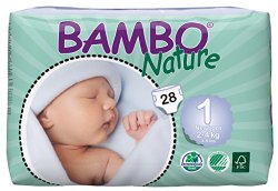 Bambo Nature Premium Baby Diapers, Soft Pink, Size 1, 1.72 Pound