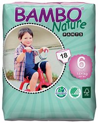 Bambo Nature Premium Baby Diapers, Training Pant, Size 6, 18 Count