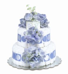 Bloomers Baby Diaper Cake Classic Blue Hydrangea 2-Tier