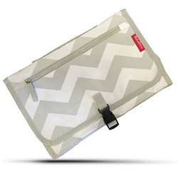 BULA BABY Portable Diaper Changing Pad With Detachable Bag – Grey Chevron