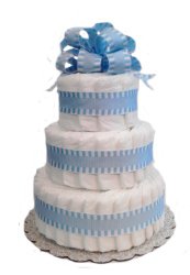 Classic Pastel Baby Shower Diaper Cake (3 Tier, Blue)