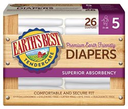 Earth’s Best Chlorine Free Diapers, Size 5, 104 Count (Packaging May Vary)