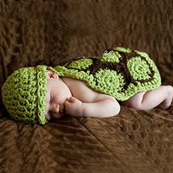 Elonbo TM (Red) Cute Unisex Newborn Boy Girl Crochet Knitted Small Tortoise Style Baby Outfits Costume Set Photography Photo Prop