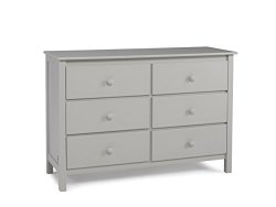 Fisher-Price 6 Drawer Double Dresser, Misty Grey (Optional decorative rail included)