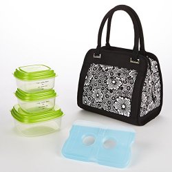 Fit & Fresh Ashland Lunch Bag Kit with Reusable Container Set and Ice Pack, Lacey Floral