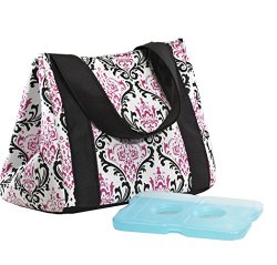 Fit & Fresh Venice Insulated Designer Lunch Bag with Ice Pack, Pink & Black Chandelier