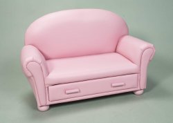 Gift Mark Upholstered Chaise Lounge with Pull Out Drawer, Pink