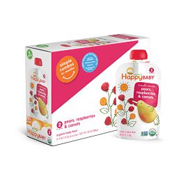 Happy Baby Organic Stage 2 Baby Food, Simple Combos, Pears, Raspberries & Carrots, 4 Ounce (Pack of 8)