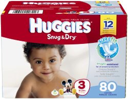 Huggies Snug and Dry Diapers – Size 3 – 80 ct