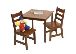 Lipper International 514C Child’s Square Table and 2-Chair Set, Cherry