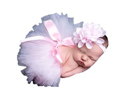 Lovinglove Baby Girls Cute Bunny Skirt Feather Lace Suit and Elastic Headband Gift Set (Pink 1)