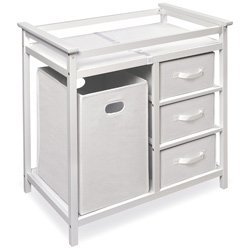Modern Changing Table with 3 Baskets and Hamper – Color: White