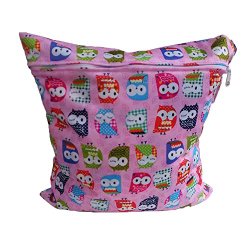 niceEshop(TM) Baby Infant Waterproof Zipper Reusable Wet and Dry Diaper Bag (Pink Owl)