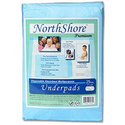 NorthShore Premium Changing Pads, Blue, 8 oz., Small Size 17 x 24, Pack/25
