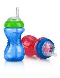Nuby 2-Pack 10 oz No-Spill Cup with Flexi Straw, Colors May Vary