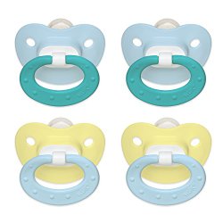 NUK Juicy Puller Silicone Pacifier in Assorted Boy Colors, 0-6 Months, 4 Count