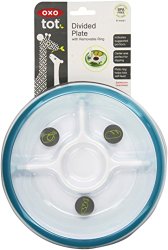 OXO Tot Divided Plate with Removable Training Ring and Dipping Center-Aqua