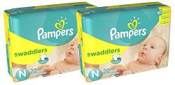 Pampers Swaddlers Diapers Size N 20 Count Pack of 2 (Total of 40 Pampers)