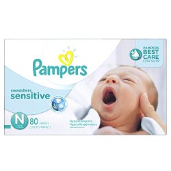 Pampers Swaddlers Sensitive Diapers Size N Super Pack 80 Count
