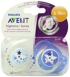 Philips AVENT BPA Free Night Time Pacifier, 6-18 Months, 2 Count Pack