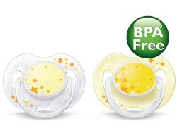 Philips AVENT BPA Free Nighttime Infant Pacifier, 0-6 Months,  Colors May Vary, 2-Count