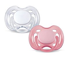 Philips AVENT Freeflow Pacifier BPA, Free Pink / White, 0-6 Months (Pack of 2)