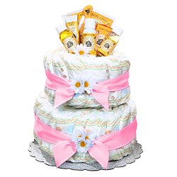 Pink Burt’s Bees Newborn Baby Diaper Cake Gift for Girls
