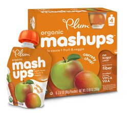 Plum Kids Organic Fruit and Veggie Mashups, Carroty Chop, 3.17 Ounce, 4 Count (Pack of 6)