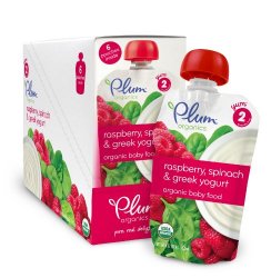 Plum Organics Baby Second Blends, Raspberry, Spinach and Greek Yogurt, 3.5 Ounce (Pack of 12)