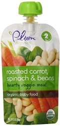 Plum Organics Second Blends Hearty Veggie Meal, Roasted Carrot, Spinach and Bean, 3.5 Ounce (Pack of 12)